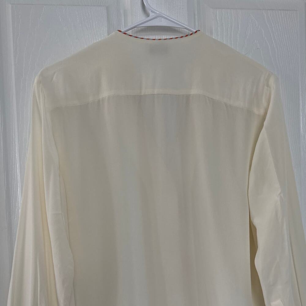 SANDRO Paul washed-silk blouse with fire/ ivory size 3 medium - Picture 9 of 13